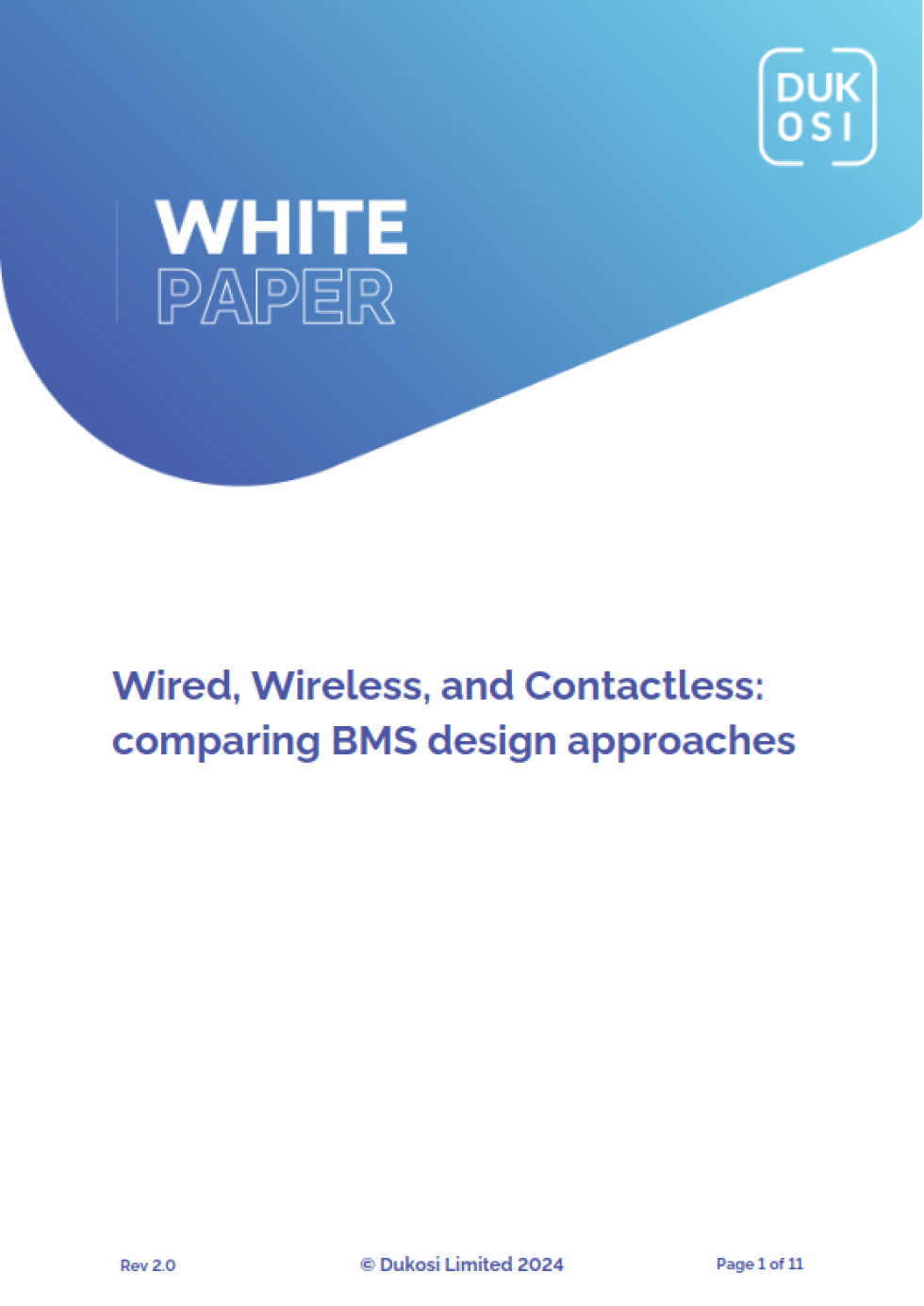 Wired Wireless and Contactless comparing BMS design approaches - Dukosi white paper - v2